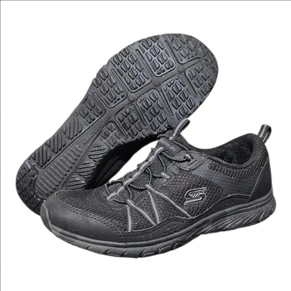 Skechers Gratis Sport Black Bungee Slip On Sneakers 104282 BBK Womens 7